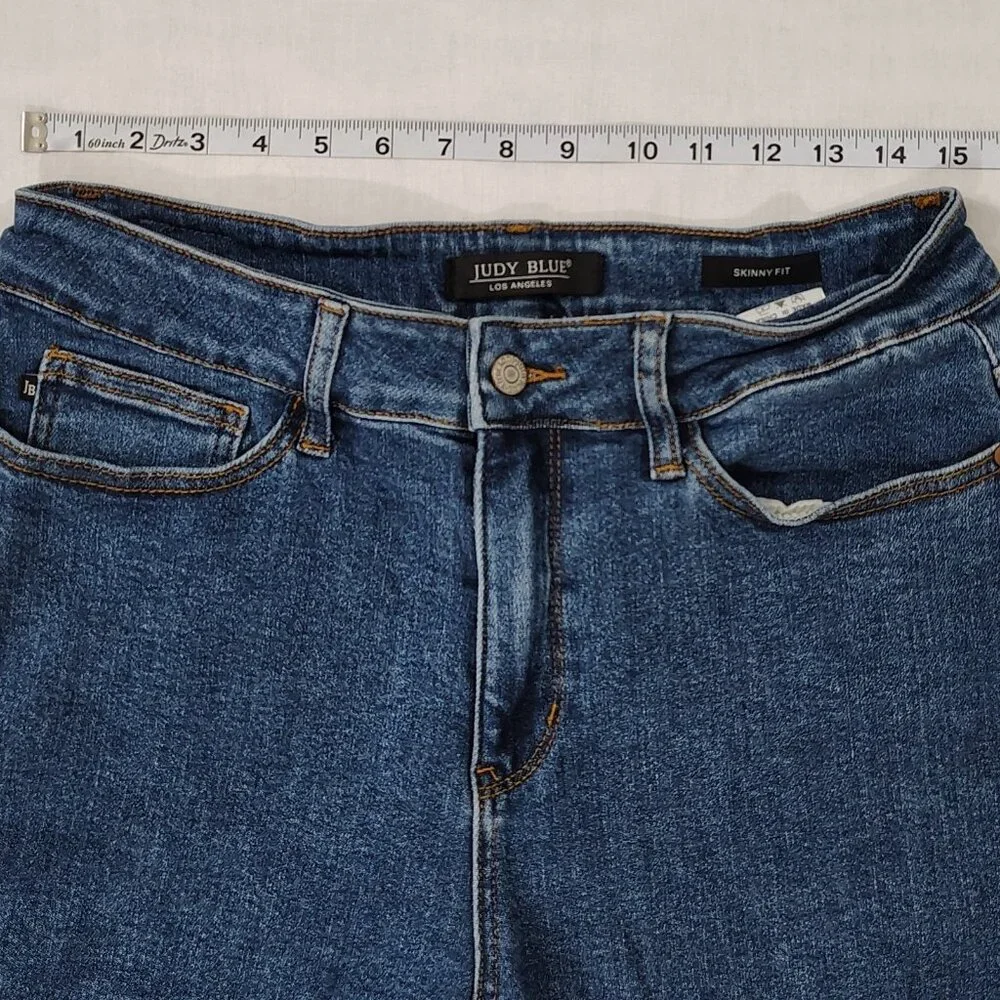 Judy Blue Skinny Fit Jeans Womens Size 14W High Rise Blue Denim Pockets Stretch - Picture 8 of 16